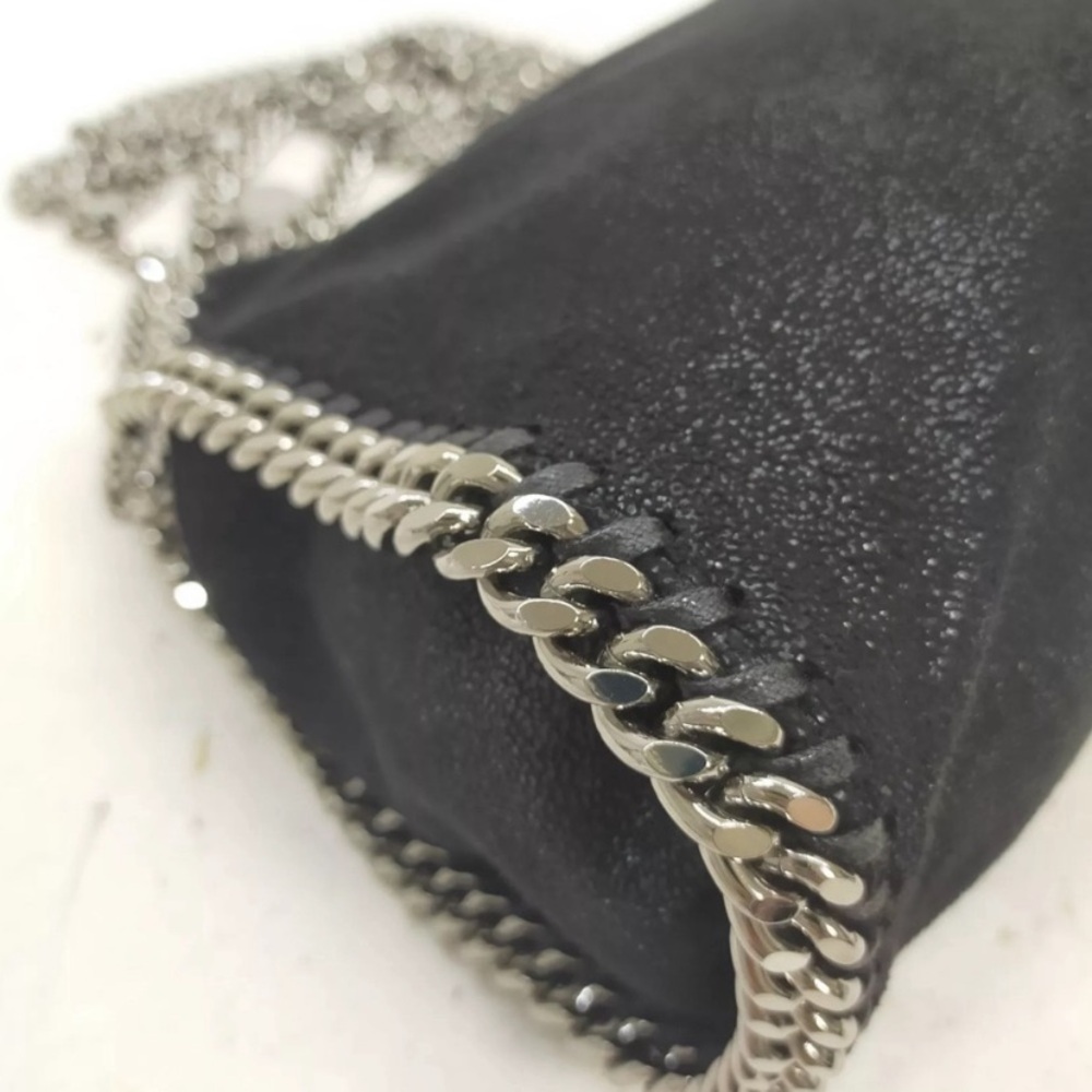 Stella McCartney Falabella Mini Faux Brushed Leather Black Edgy Chain Bag - Picture 11 of 16